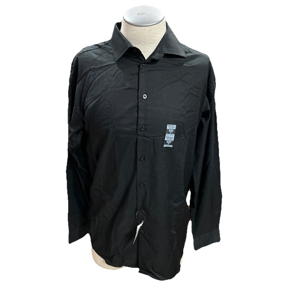Kenneth Cole Unlisted Mens Dress Shirt Black Regular Fit M 15-15.5 34-35 NEW